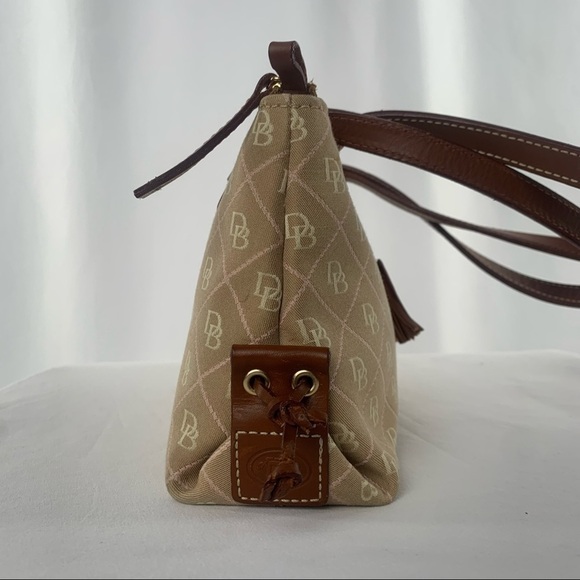 Vintage Dooney & Bourke Signature Canvas with Leather Trim Handbag in Brown Pink - Picture 4 of 16